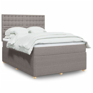 vidaXL Boxspring met matras stof taupe 140x190 cm