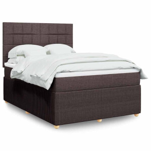 vidaXL Boxspring met matras stof donkerbruin 140x200 cm