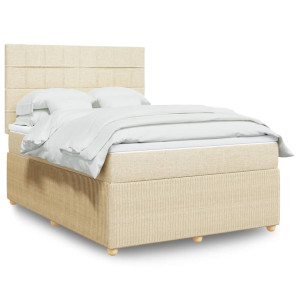 vidaXL Boxspring met matras stof crèmekleurig 140x200 cm
