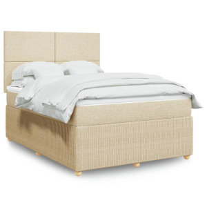 vidaXL Boxspring met matras stof crèmekleurig 160x200 cm
