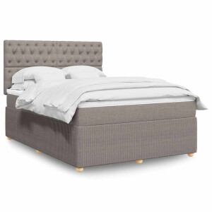 vidaXL Boxspring met matras stof taupe 160x200 cm