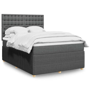 vidaXL Boxspring met matras stof donkergrijs 160x200 cm