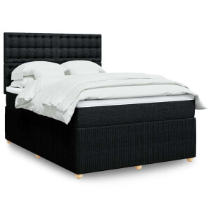 vidaXL Boxspring met matras stof zwart 160x200 cm