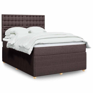 vidaXL Boxspring met matras stof donkerbruin 160x200 cm