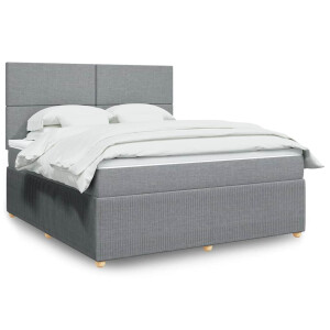 vidaXL Boxspring met matras stof lichtgrijs 180x200 cm