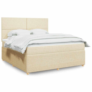 vidaXL Boxspring met matras stof crèmekleurig 180x200 cm