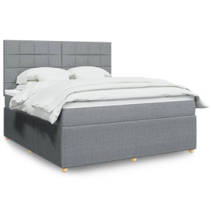 vidaXL Boxspring met matras stof lichtgrijs 180x200 cm