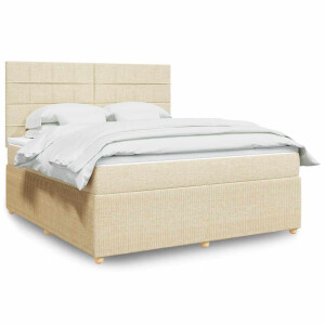 vidaXL Boxspring met matras stof crèmekleurig 180x200 cm