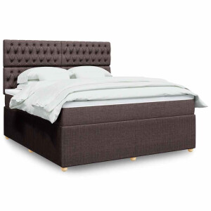 vidaXL Boxspring met matras stof donkerbruin 180x200 cm