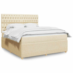 vidaXL Boxspring met matras stof crèmekleurig 180x200 cm