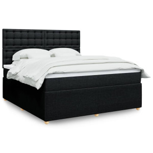 vidaXL Boxspring met matras stof zwart 180x200 cm