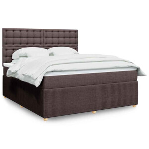 vidaXL Boxspring met matras stof donkerbruin 180x200 cm