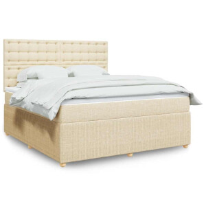 vidaXL Boxspring met matras stof crèmekleurig 180x200 cm