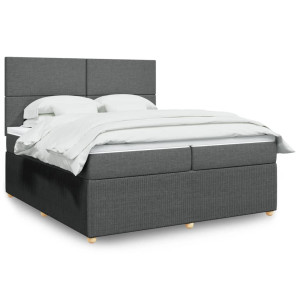 vidaXL Boxspring met matras stof donkergrijs 200x200 cm