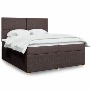 vidaXL Boxspring met matras stof donkerbruin 200x200 cm
