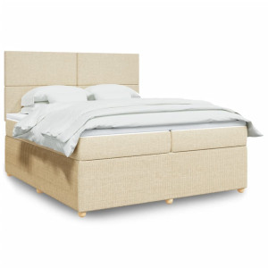 vidaXL Boxspring met matras stof crèmekleurig 200x200 cm