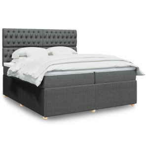 vidaXL Boxspring met matras stof donkergrijs 200x200 cm