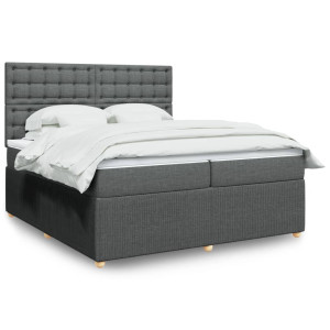 vidaXL Boxspring met matras stof donkergrijs 200x200 cm