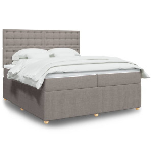 vidaXL Boxspring met matras stof taupe 200x200 cm