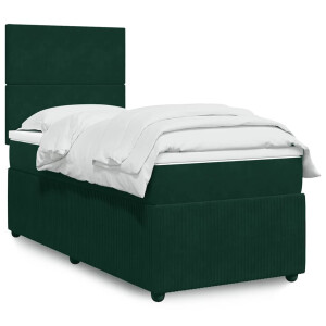 vidaXL Boxspring met matras fluweel donkergroen 80x200 cm