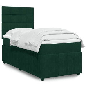 vidaXL Boxspring met matras fluweel donkergroen 80x200 cm