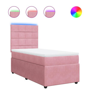 vidaXL Boxspring met matras fluweel roze 80x200 cm