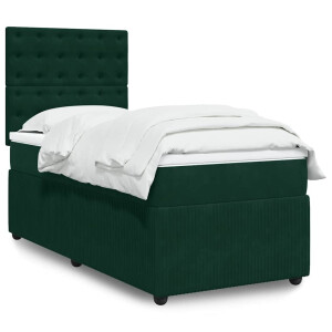 vidaXL Boxspring met matras fluweel donkergroen 80x200 cm