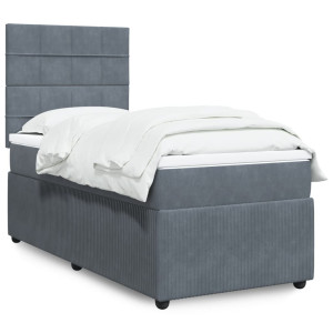 vidaXL Boxspring met matras fluweel donkergrijs 100x200 cm