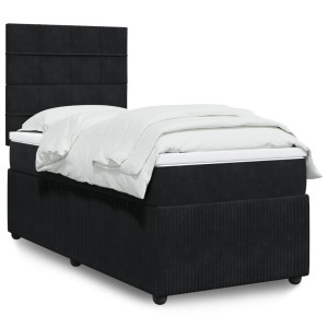 vidaXL Boxspring met matras fluweel zwart 100x200 cm