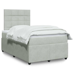 vidaXL Boxspring met matras fluweel lichtgrijs 120x190 cm