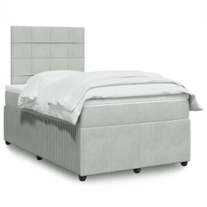 vidaXL Boxspring met matras fluweel lichtgrijs 120x200 cm