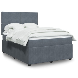vidaXL Boxspring met matras fluweel donkergrijs 140x200 cm