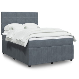 vidaXL Boxspring met matras fluweel donkergrijs 160x200 cm