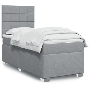 vidaXL Boxspring met matras stof lichtgrijs 90x190 cm