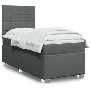 vidaXL Boxspring met matras stof donkergrijs 90x190 cm