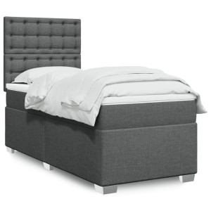 vidaXL Boxspring met matras stof donkergrijs 90x190 cm