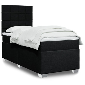 vidaXL Boxspring met matras stof zwart 90x200 cm