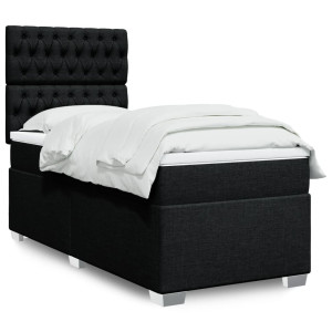 vidaXL Boxspring met matras stof zwart 90x200 cm