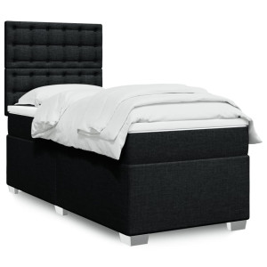 vidaXL Boxspring met matras stof zwart 90x200 cm