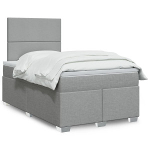 vidaXL Boxspring met matras stof lichtgrijs 120x200 cm