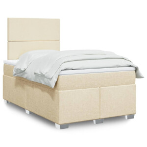 vidaXL Boxspring met matras stof crèmekleurig 120x200 cm