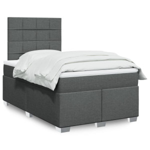 vidaXL Boxspring met matras stof donkergrijs 120x200 cm