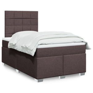 vidaXL Boxspring met matras stof donkerbruin 120x200 cm