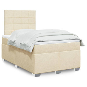 vidaXL Boxspring met matras stof crèmekleurig 120x200 cm