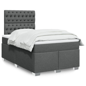 vidaXL Boxspring met matras stof donkergrijs 120x200 cm
