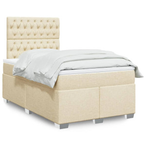 vidaXL Boxspring met matras stof crèmekleurig 120x200 cm