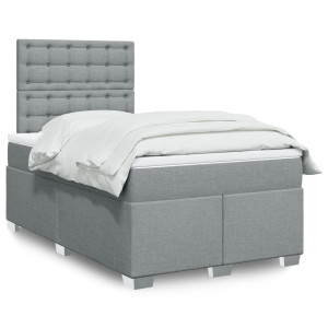 vidaXL Boxspring met matras stof lichtgrijs 120x200 cm