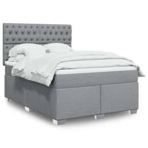 vidaXL Boxspring met matras stof lichtgrijs 140x190 cm