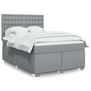 vidaXL Boxspring met matras stof lichtgrijs 140x190 cm