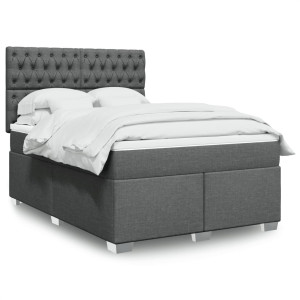 vidaXL Boxspring met matras stof donkergrijs 140x200 cm